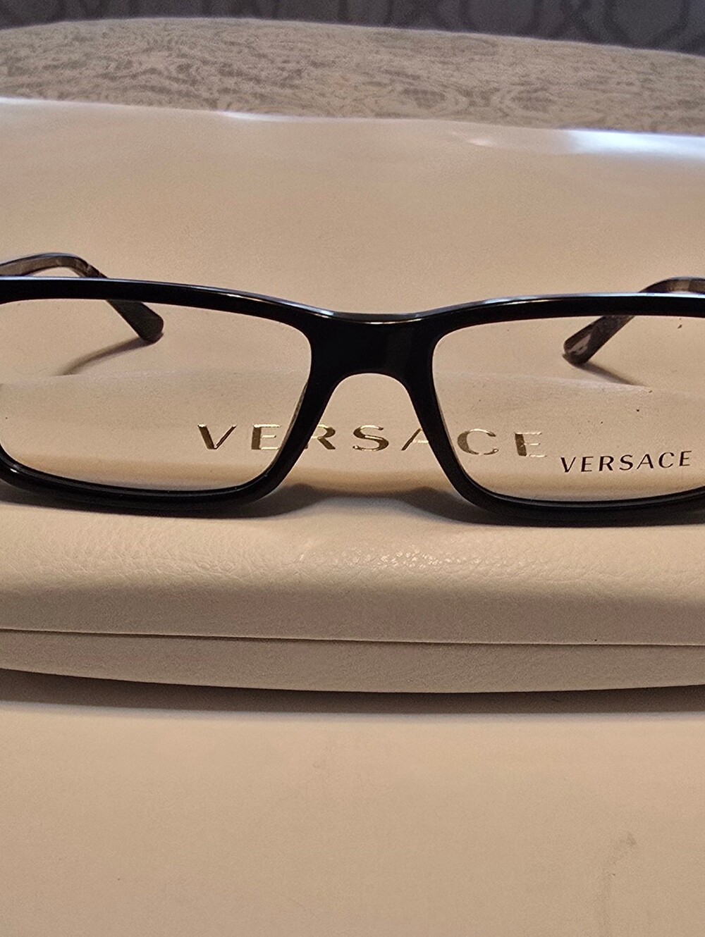 NEW! Versace Black Rectangular Eyeglass Frames With Case